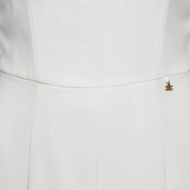 Pre Owned Elisabetta Franchi White Crepe Sleeveless Jumpsuit S