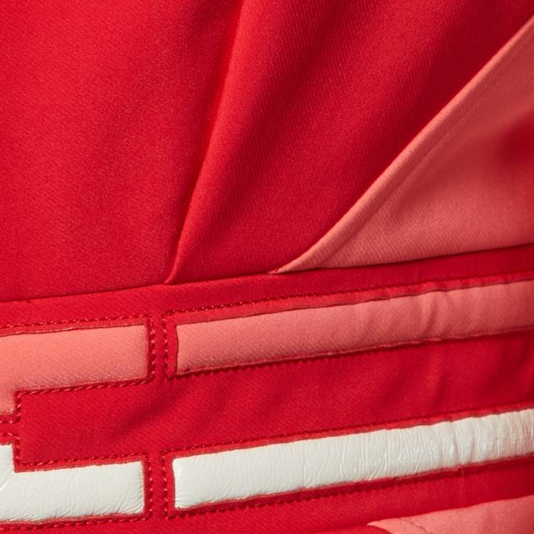 Pre Owned Elisabetta Franchi Red Crepe Paneled Peplum Jacket M