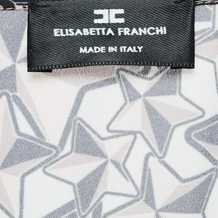 Pre Owned Elisabetta Franchi Brown Printed Pleat Crepe Detail Midi Dress M