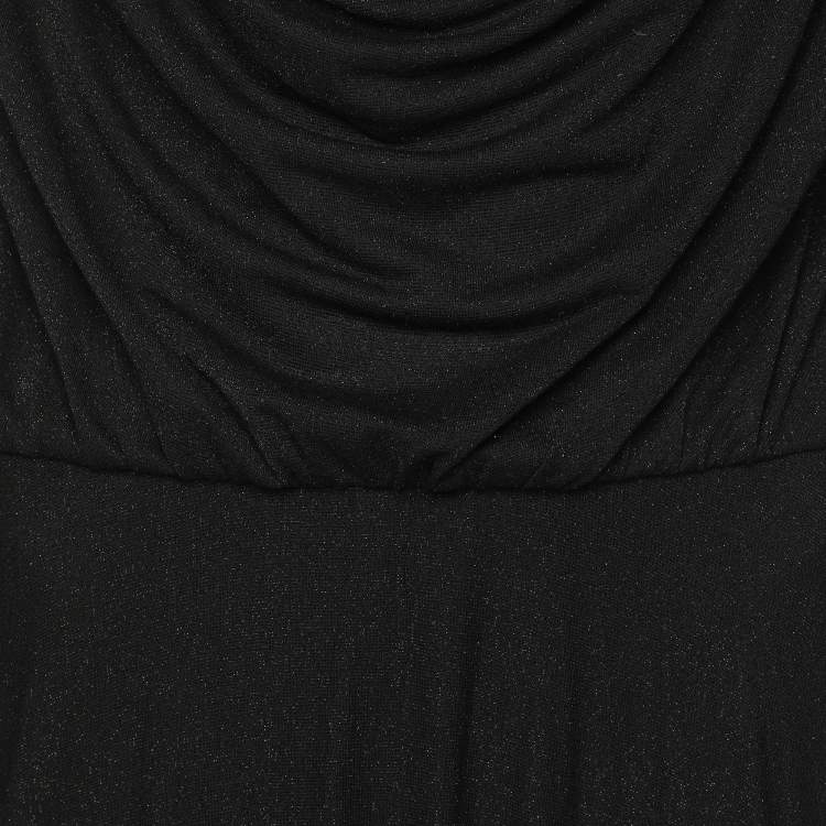 Pre Owned Elisabetta Franchi Black Lurex Knit Dress L