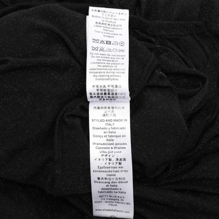 Pre Owned Elisabetta Franchi Black Lurex Knit Dress L