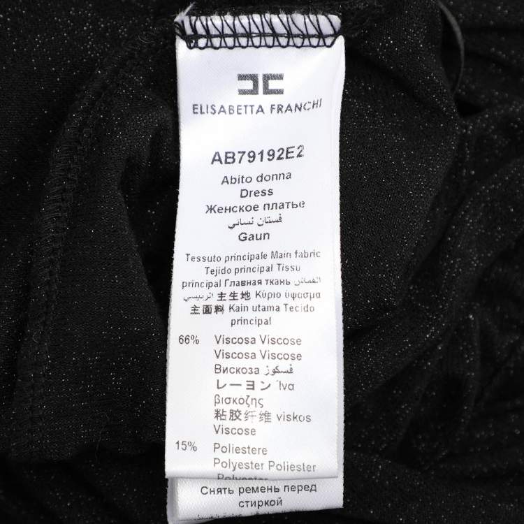 Pre Owned Elisabetta Franchi Black Lurex Knit Dress L