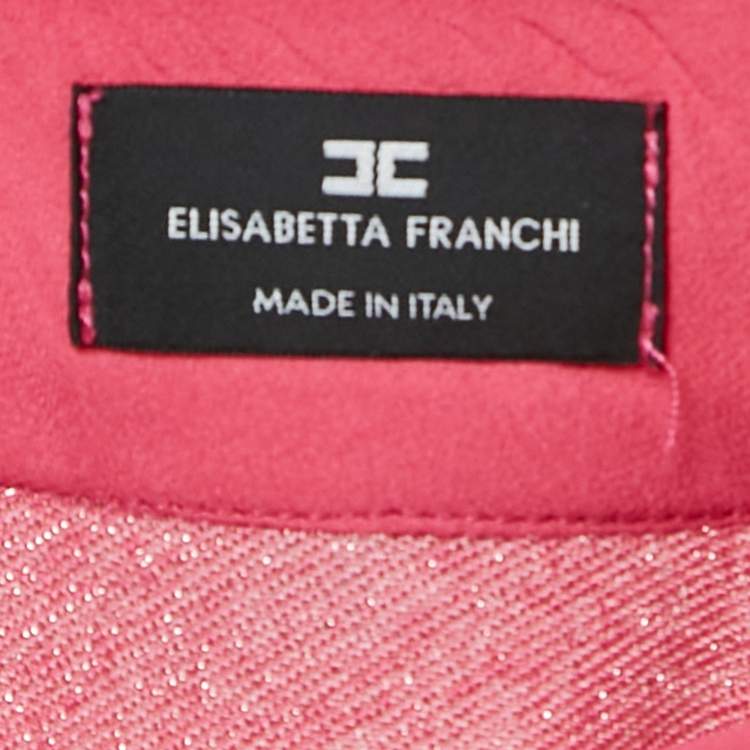 Pre Owned Elisabetta Franchi Pink Lurex Knit and Crepe Bodysuit S