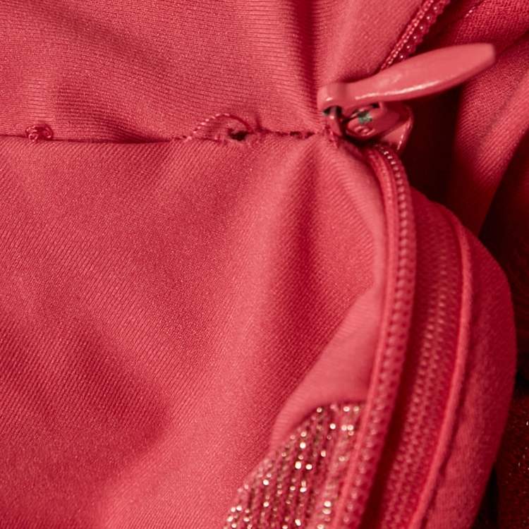 Pre Owned Elisabetta Franchi Pink Lurex Knit and Crepe Bodysuit S