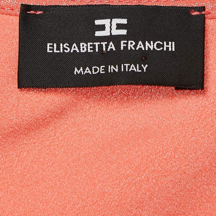 Pre Owned Elisabetta Franchi Lamé and Jersey One Shoulder Bodysuit S