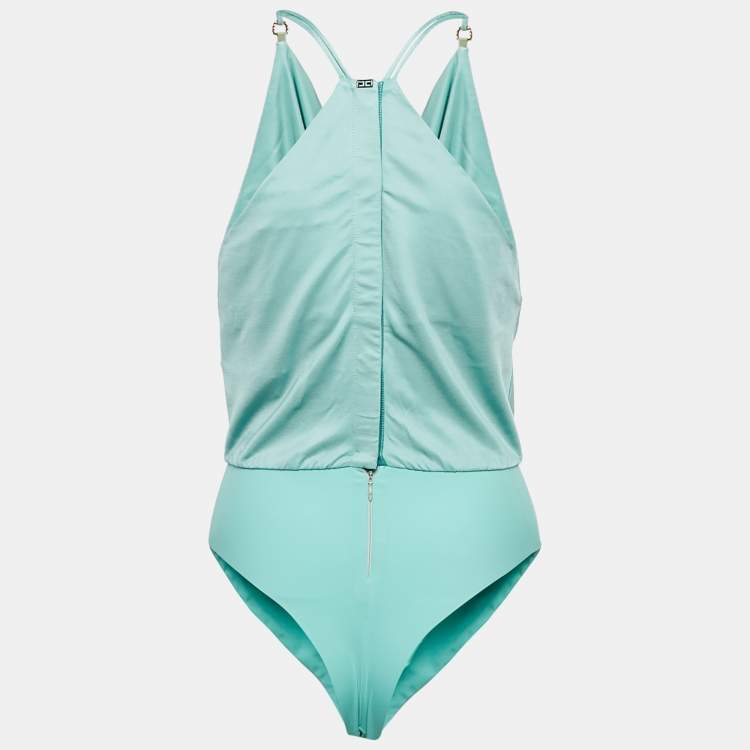 Elisabetta Franchi Green Jersey Bodysuit S Elisabetta