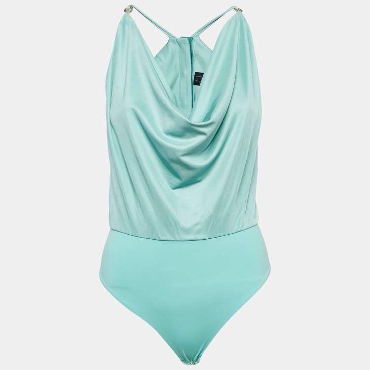 Pre Owned Elisabetta Franchi Green Jersey Bodysuit S