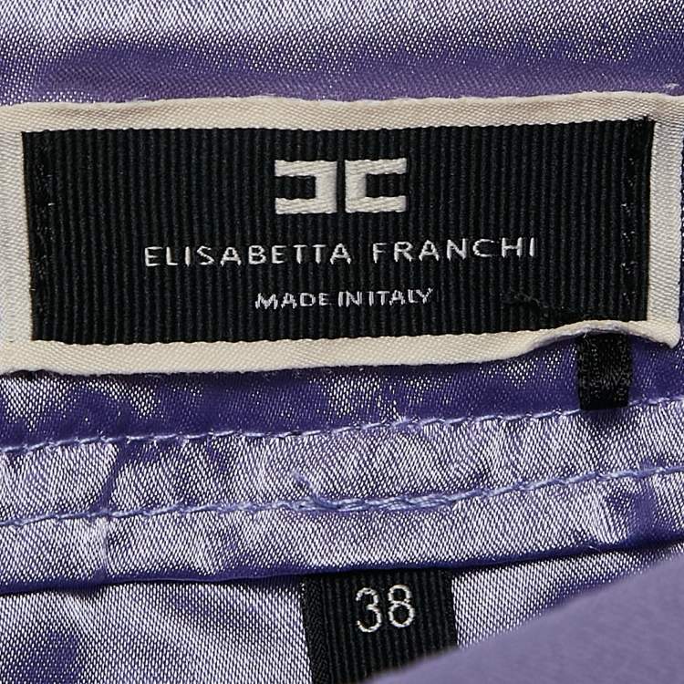 Pre Owned Elisabetta Franchi Purple Georgette Flounce Mini Skirt S