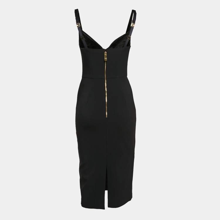 Pre Owned Elisabetta Franchi Black Stretch Crepe Sheath Dress S