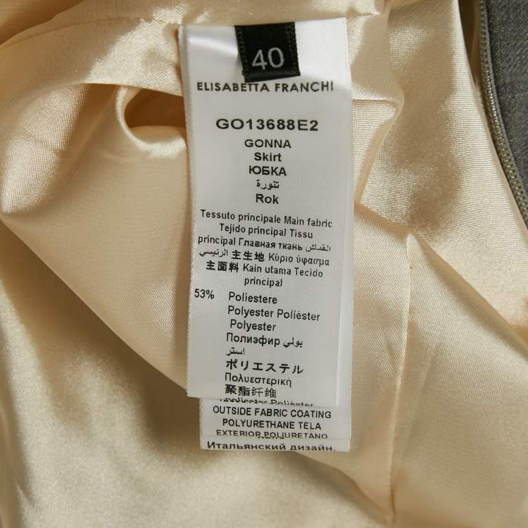 Pre Owned Elisabetta Franchi Grey Wool Blend Button Detail Mini Skirt S