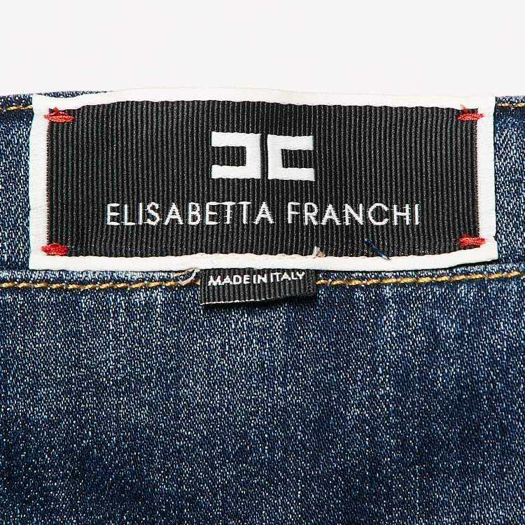 Pre Owned Elisabetta Franchi Blue Denim High-Rise Skinny Jeans S Waist 27"