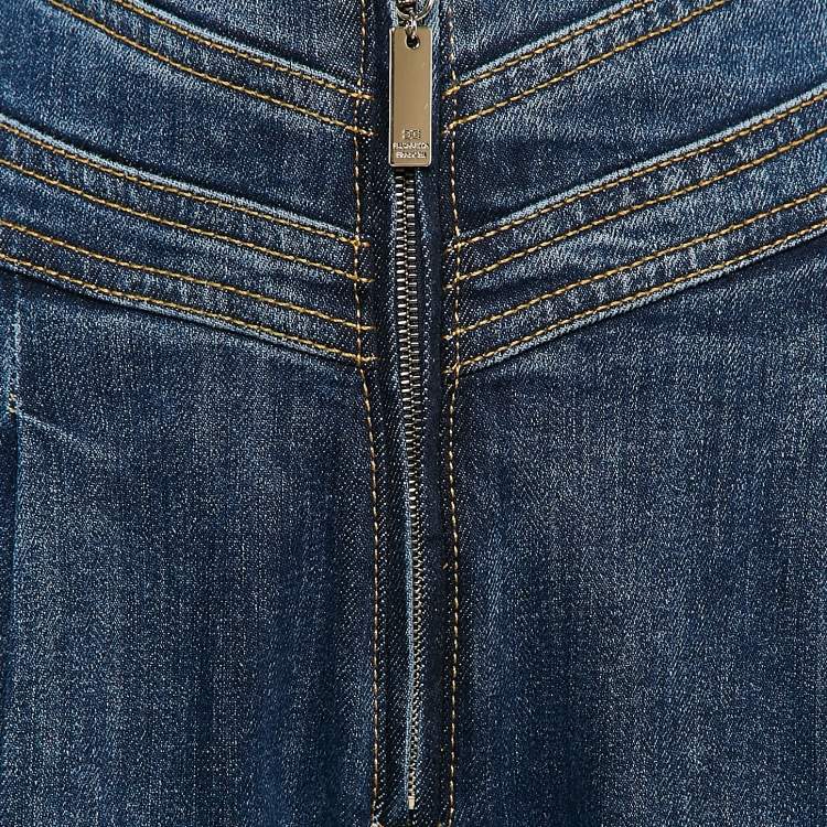 Pre Owned Elisabetta Franchi Blue Denim High-Rise Skinny Jeans S Waist 27"