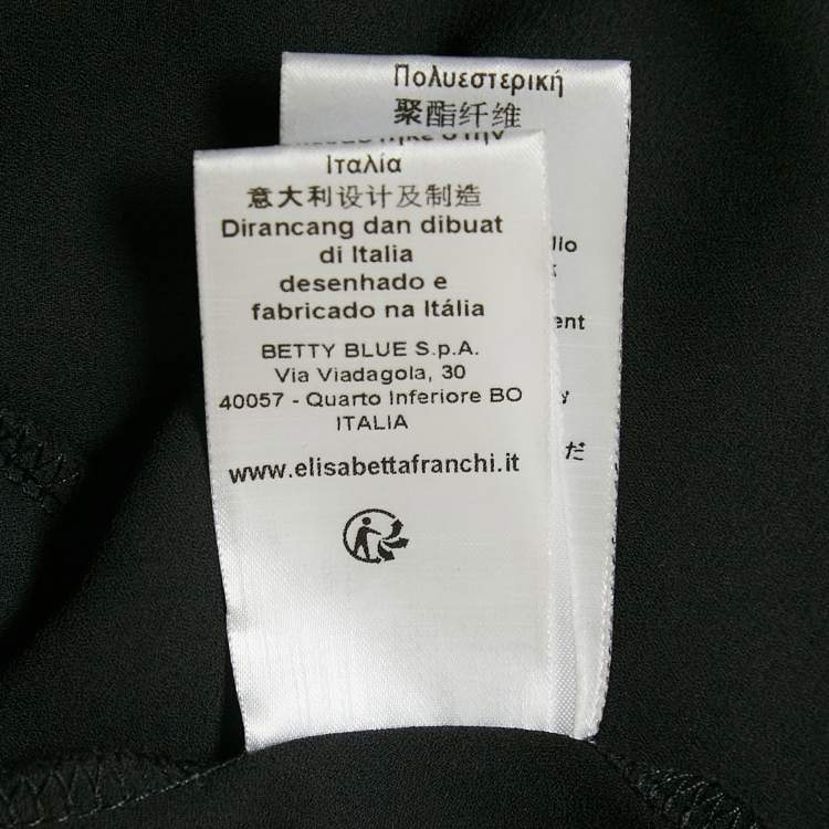 Pre Owned Elisabetta Franchi Black Crepe Maxi Slip Dress L