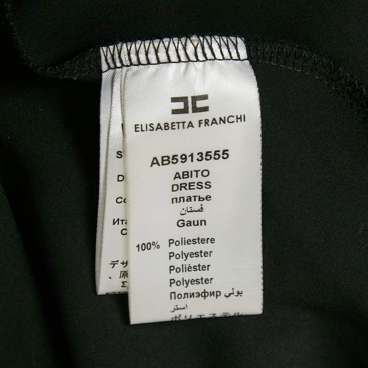 Pre Owned Elisabetta Franchi Black Crepe Maxi Slip Dress L