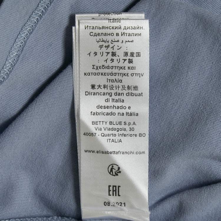 Pre Owned Elisabetta Franchi Lavender Logo Plaque Jersey T-Shirt S
