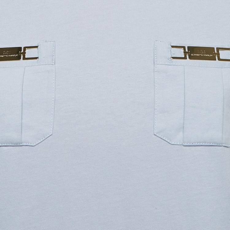 Pre Owned Elisabetta Franchi Lavender Logo Plaque Jersey T-Shirt S