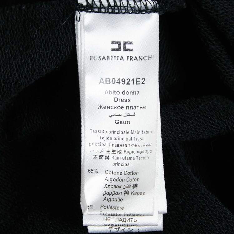 مملوكة مسبقًا Elisabetta Franchi Black Logo Embossed Cotton Blend Knit Mini Dress S