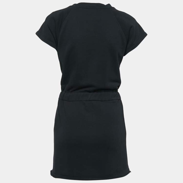 مملوكة مسبقًا Elisabetta Franchi Black Logo Embossed Cotton Blend Knit Mini Dress S