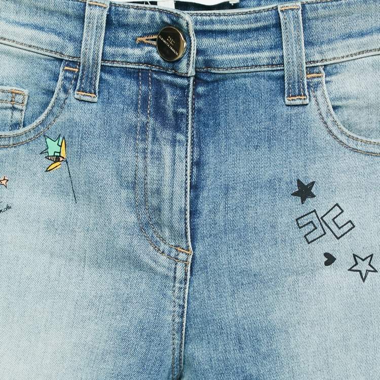 Pre Owned  Elisabetta Franchi Doddle Art Print Denim Skin Fit Jeans S Waist 27"