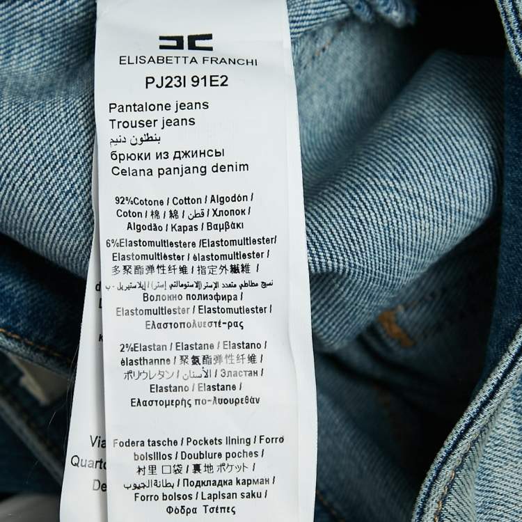 Pre Owned  Elisabetta Franchi Doddle Art Print Denim Skin Fit Jeans S Waist 27"