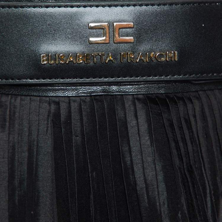 مملوكة مسبقًا Elisabetta Franchi Black Pleated Crepe Belted Mini Skirt M