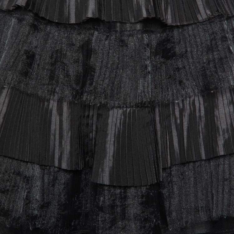 مملوكة مسبقًا Elisabetta Franchi Black Pleated Crepe Belted Mini Skirt M
