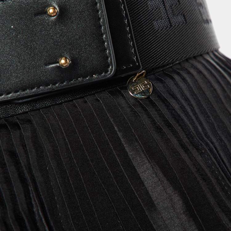 مملوكة مسبقًا Elisabetta Franchi Black Pleated Crepe Belted Mini Skirt M