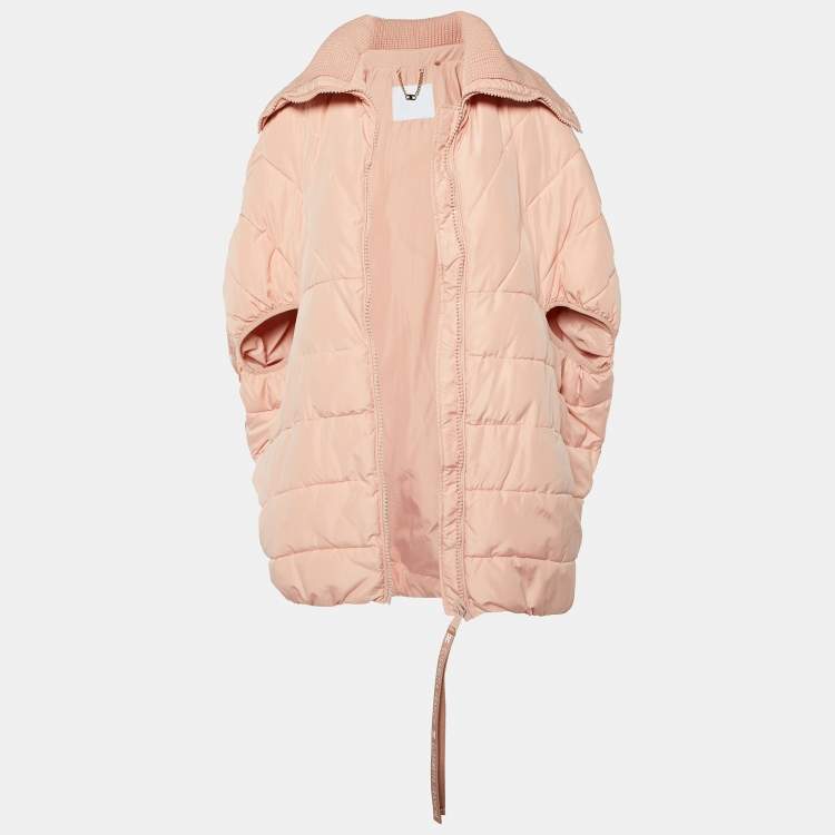 Pre Owned Elisabetta Franchi Peach/Orange Zip-Up Puffer Jacket S