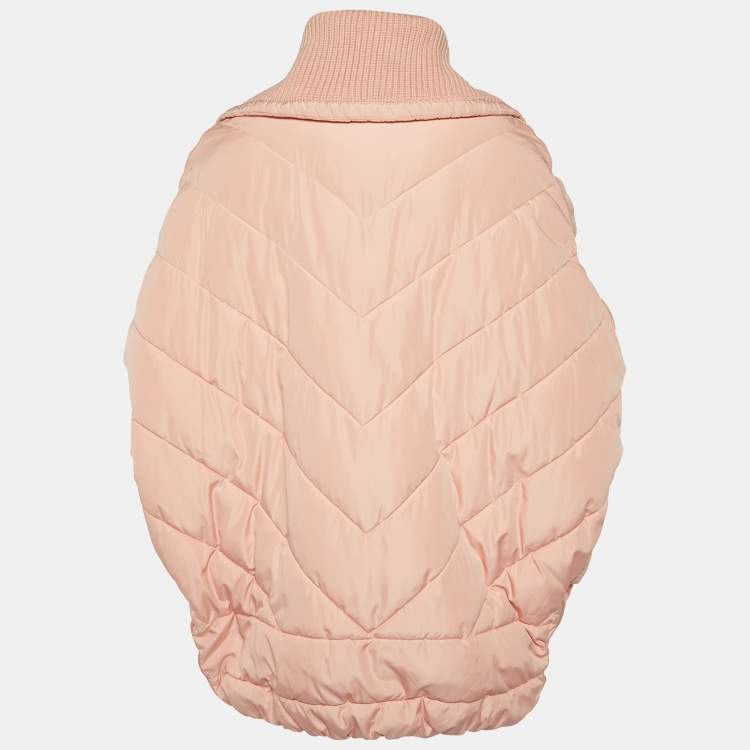 Pre Owned Elisabetta Franchi Peach/Orange Zip-Up Puffer Jacket S