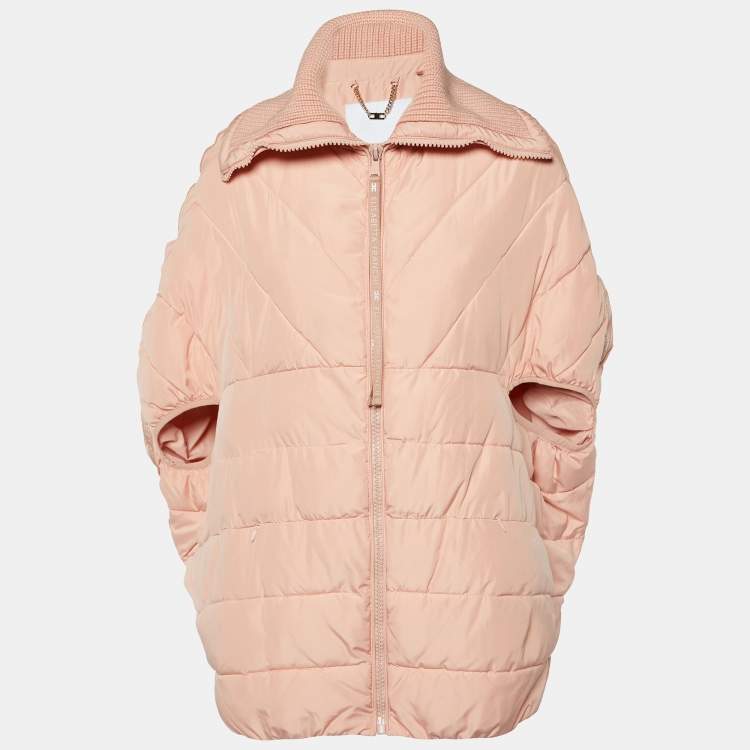 Pre Owned Elisabetta Franchi Peach/Orange Zip-Up Puffer Jacket S