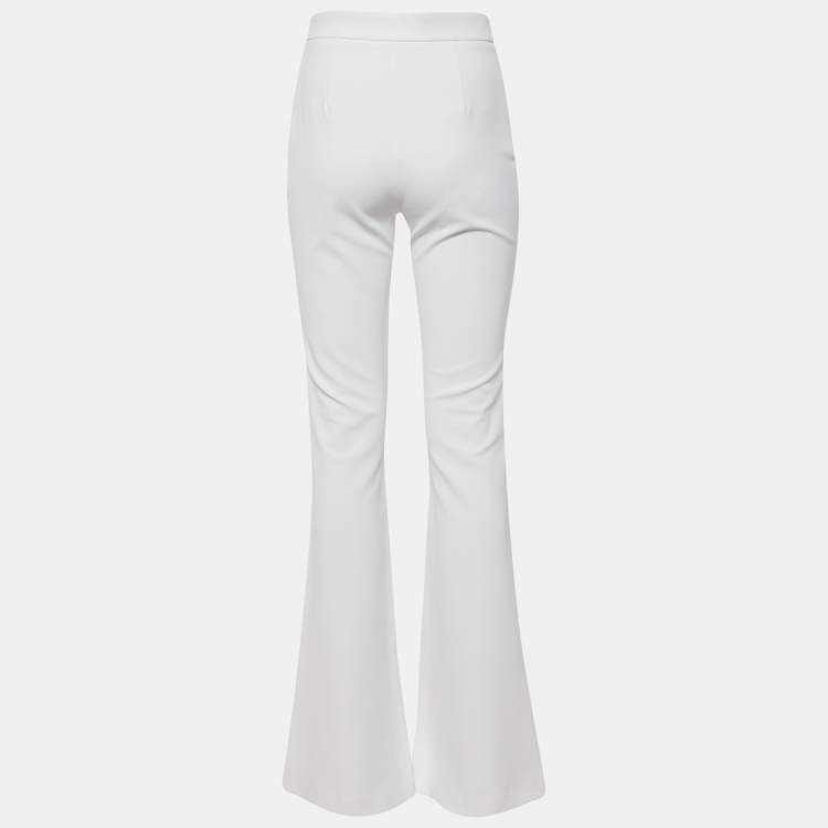 Pre Owned Elisabetta Franchi White Crepe Wide-Leg Pants M