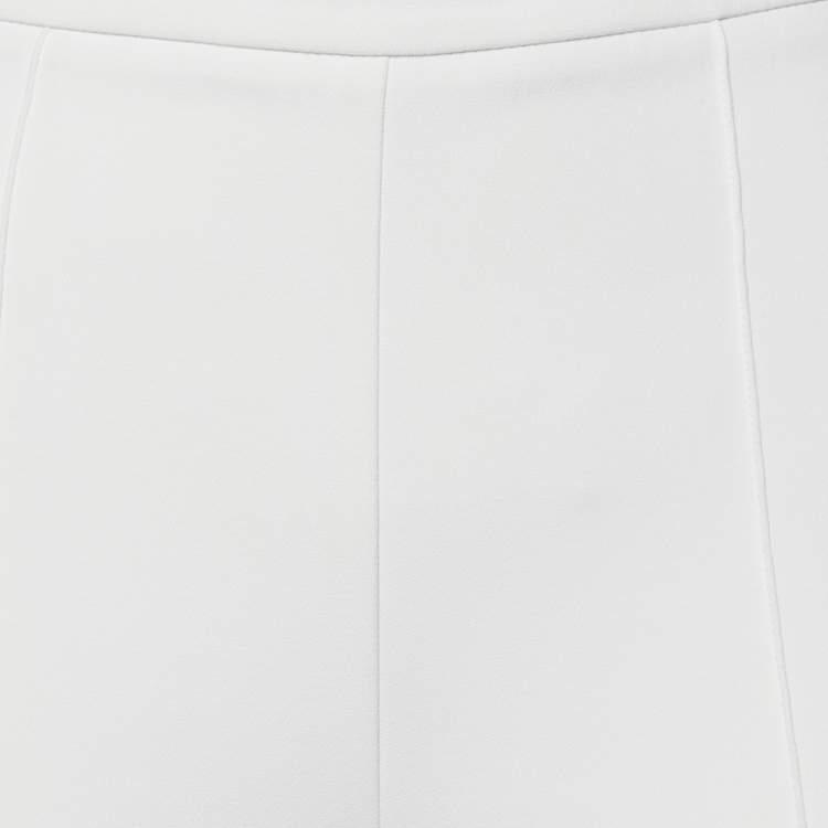 Pre Owned Elisabetta Franchi White Crepe Wide-Leg Pants M