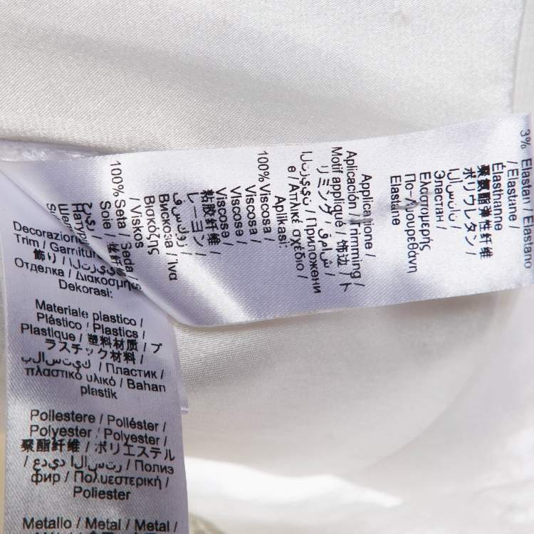 Pre Owned Elisabetta Franchi White Studded Crepe Crop Jacket M