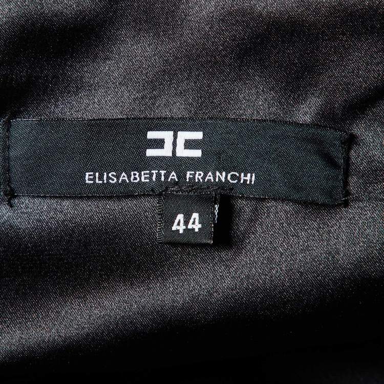 Pre Owned Elisabetta Franchi Black Satin Top and Skirt Set M