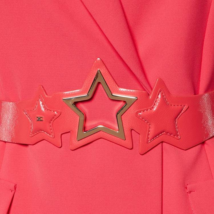 Pre Owned Elisabetta Franchi Fuchsia Pink Georgette Belted Pants Suit M
