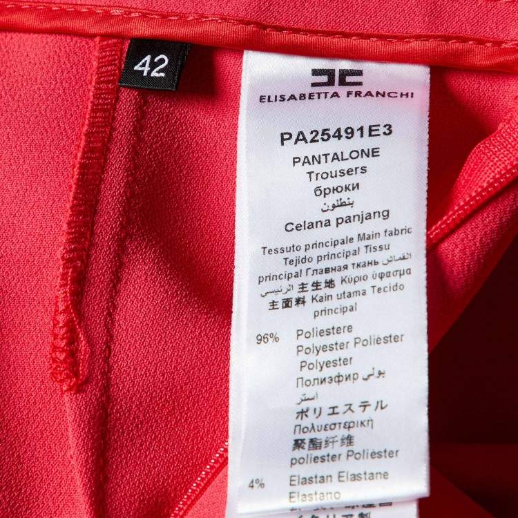 Pre Owned Elisabetta Franchi Fuchsia Pink Georgette Belted Pants Suit M