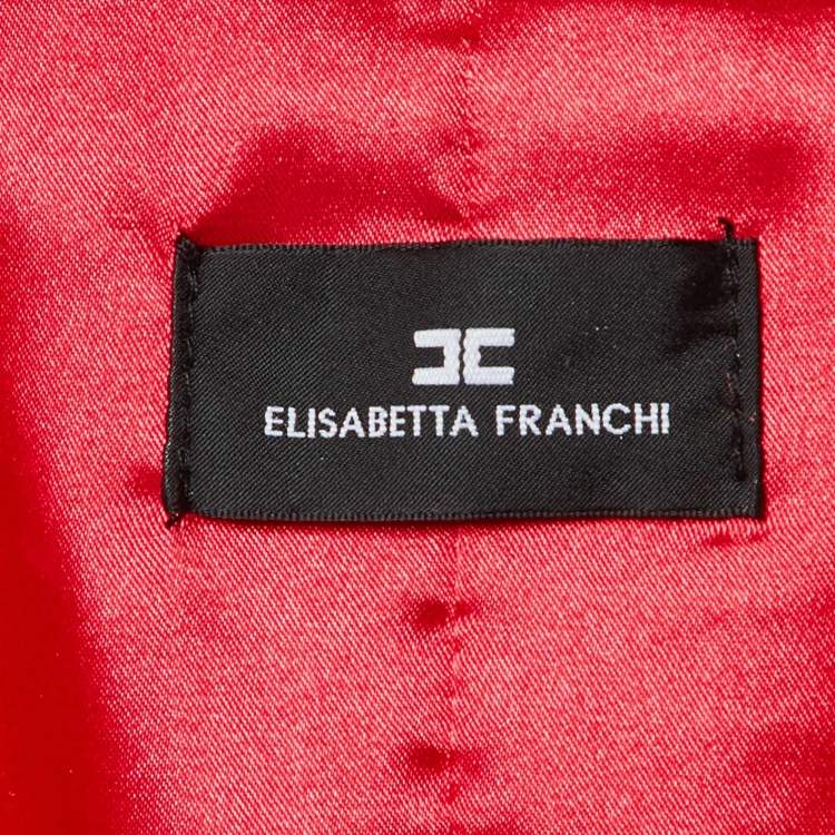 Pre Owned Elisabetta Franchi Fuchsia Pink Georgette Belted Pants Suit M