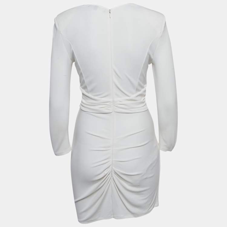 مملوكة مسبقًا Elisabetta Franchi White Jersey Cut-Out Detail Ruched Mini Dress M