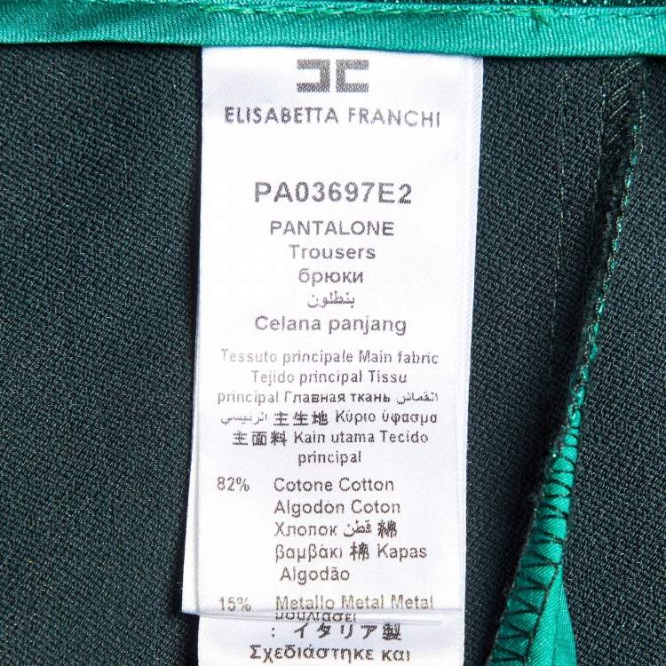 Pre Owned Elisabetta Franchi Green Bodysuit & Lurex Trousers Set L