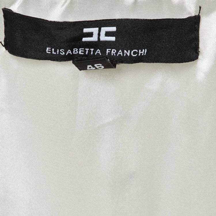 Pre Owned Elisabetta Franchi White Printed Crepe Strapless Jumpsuit XL