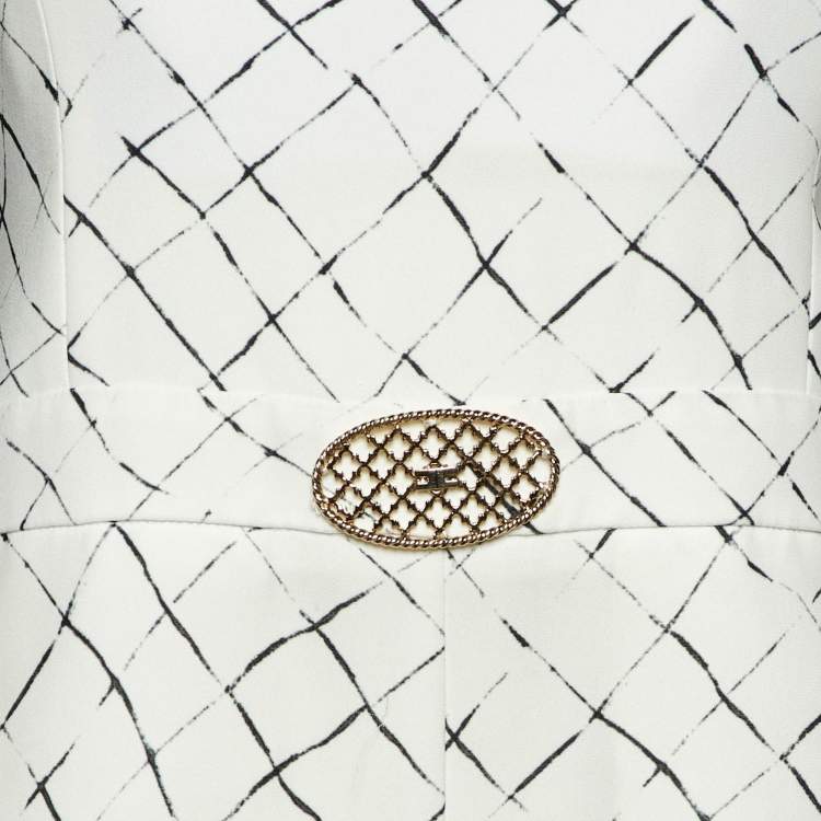 Pre Owned Elisabetta Franchi White Printed Crepe Strapless Jumpsuit XL