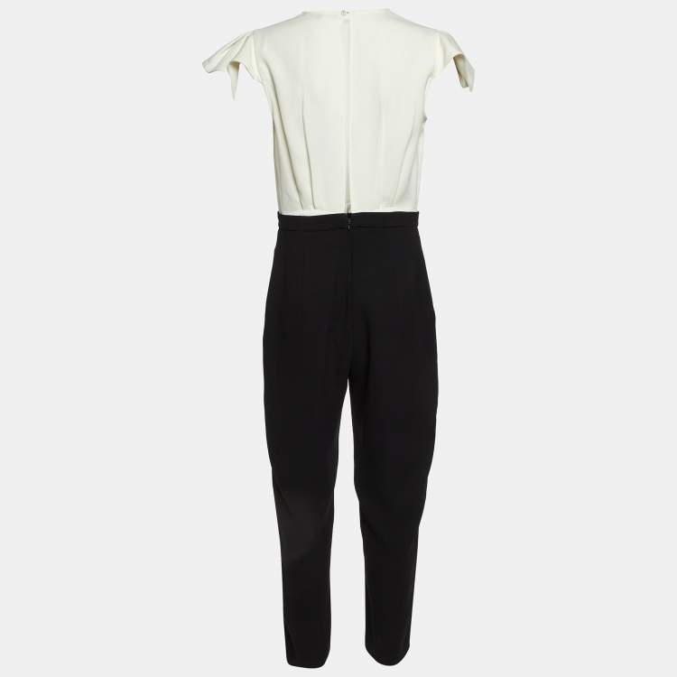 Pre Owned Elisabetta Franchi Monochrome Crepe Pleated Jumpsuit XL