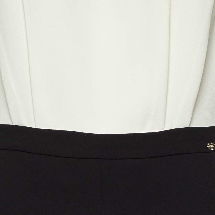 Pre Owned Elisabetta Franchi Monochrome Crepe Pleated Jumpsuit XL