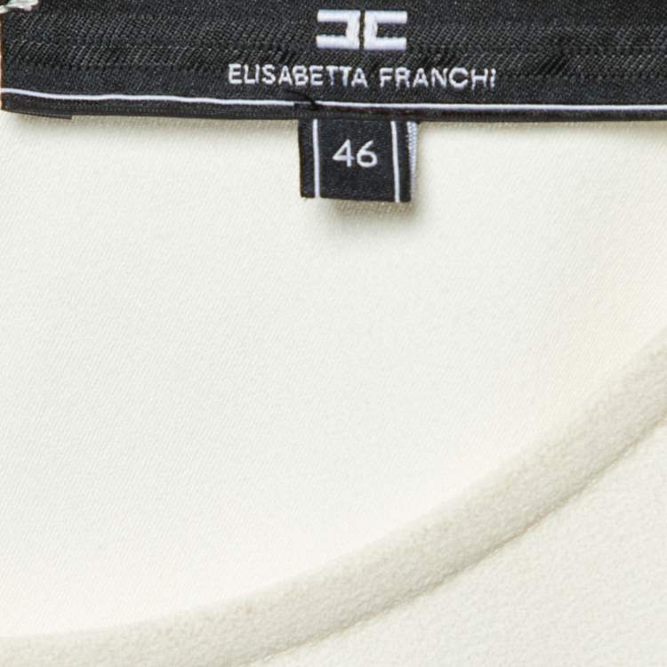 Pre Owned Elisabetta Franchi Monochrome Crepe Pleated Jumpsuit XL