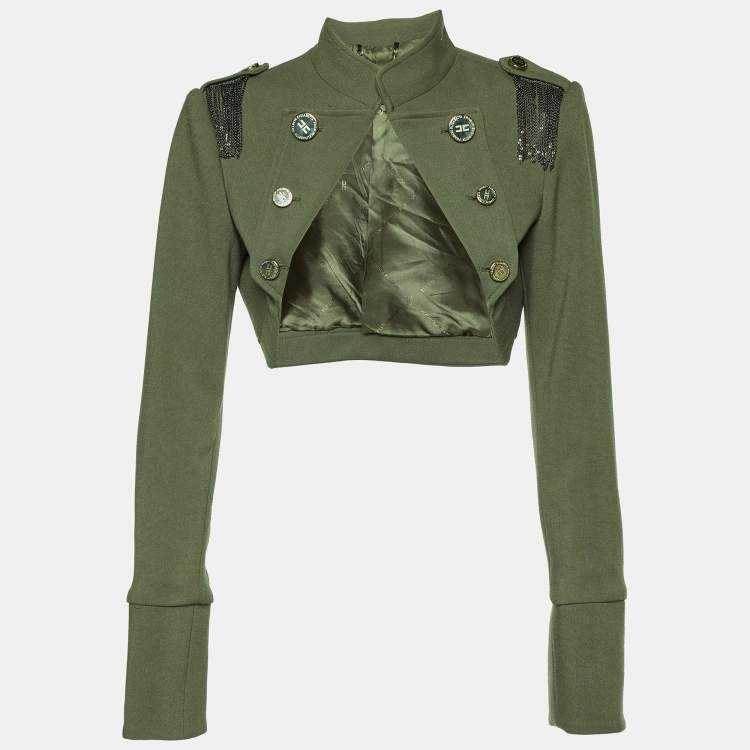 Pre Owned Elisabetta Franchi Celyn B. Olive Green Cady Bolero Jacket XL
