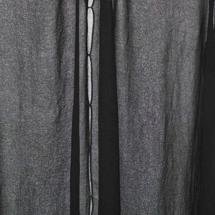 Pre Owned Elisabetta Franchi Black Chiffon Back Slit Detail Sheer Blouse L