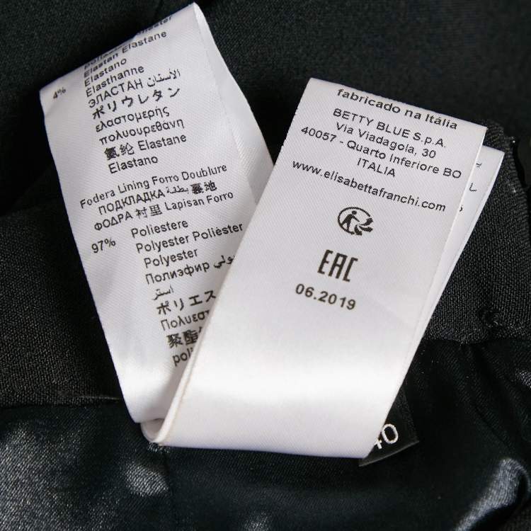 Pre Owned Elisabetta Franchi Black Crepe Button Detail Mini Skirt S