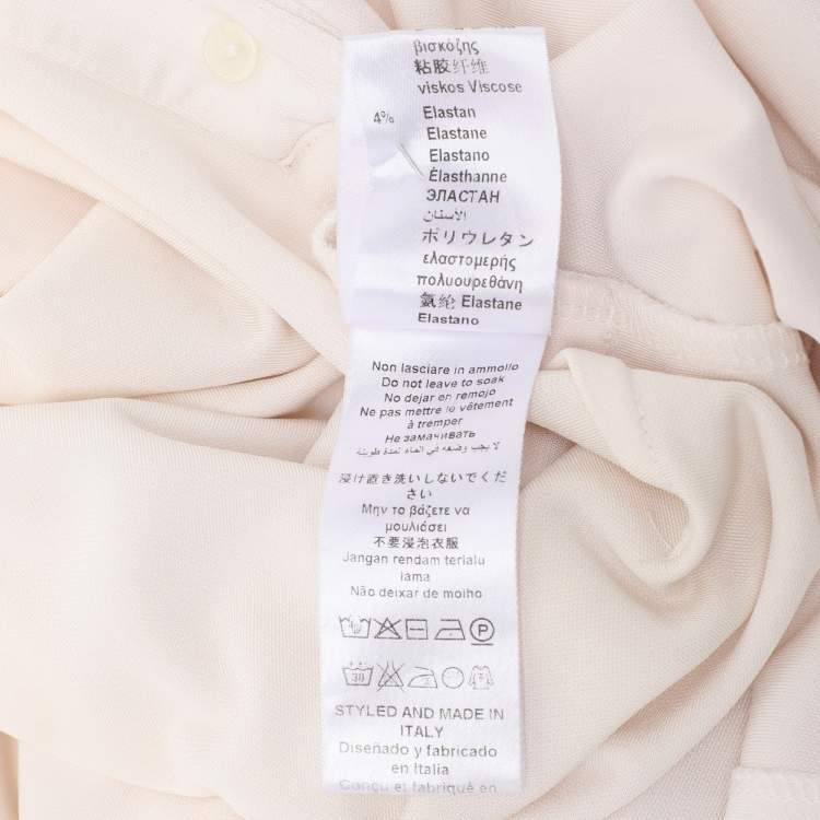 Pre Owned Elisabetta Franchi Cream Knit Fabric Long Sleeve Blouse XL