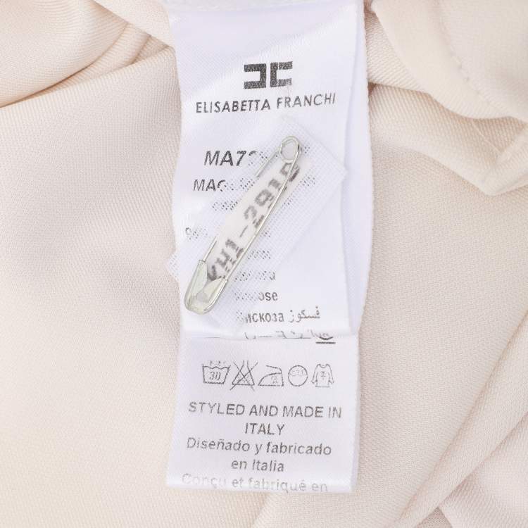 Pre Owned Elisabetta Franchi Cream Knit Fabric Long Sleeve Blouse XL
