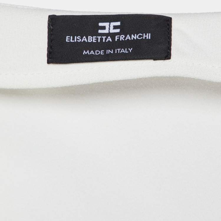 Pre Owned Elisabetta Franchi White Crepe One-Shoulder Jumpsuit S